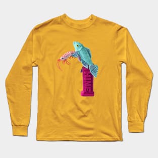 Blue Fish and His Pet Shrimp Long Sleeve T-Shirt